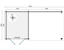 Blokhut - Tuinhuis 28mm Ove met overkapping Prijs exclusief dakbedekking - dient apart besteld te worden Dakleer: 32,5 m² / Shingles: 27 m² / Aqua: 32 STK / Profiel: zie tab Afmeting: L300xB590xH276cm 