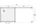 Blokhut - Tuinhuis - Home Office 44mm Kwaspa met overkapping Prijs exclusief dakbedekking - dient apart besteld te worden Dakleer: 50 m² / Shingles: 42 m² / Aqua: 44 STK / Profiel: zie tab Afmeting: L400xB800xH299cm 