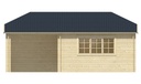 Blokhut - Tuinhuis - Home Office 44mm Torkel met overkapping Prijs exclusief dakbedekking - dient apart besteld te worden Dakleer: 50 m² / Shingles: 42 m² Afmeting: L700xB420xH317cm 