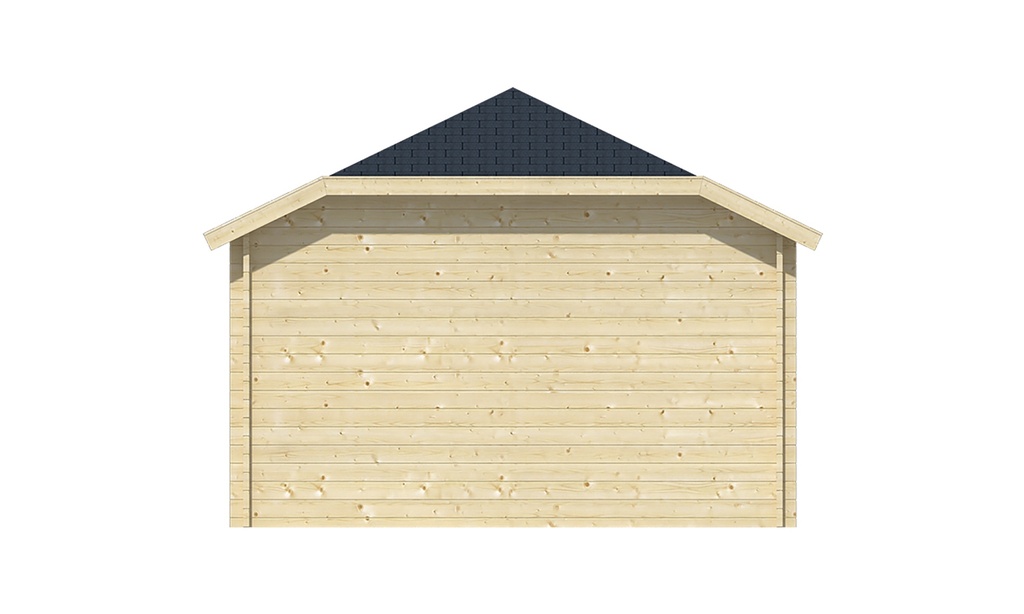 Blokhut - Tuinhuis - Home Office 44mm Torkel met overkapping Prijs exclusief dakbedekking - dient apart besteld te worden Dakleer: 50 m² / Shingles: 42 m² Afmeting: L700xB420xH317cm 