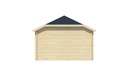 Blokhut - Tuinhuis - Home Office 44mm Sibella met overkapping Prijs exclusief dakbedekking - dient apart besteld te worden Dakleer: 56,5 m² / Shingles: 48 m² Afmeting: L850xB420xH317cm 