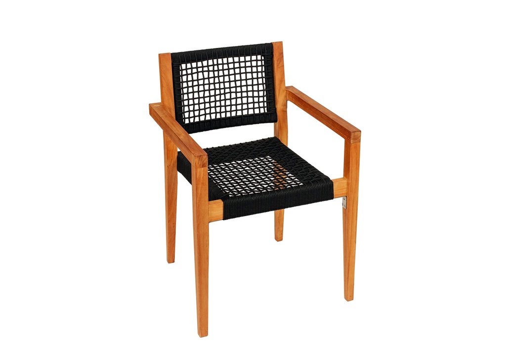 Stapelbare teak stoel Toledo zitting/rugl. natuurlijke vezels    