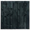 Tuinscherm zwart gesp. 19 planks (17+2) Koblenz H180xB180cm Planken: 1.6x14.0cm / 17 stuks 2 tussenplanken van 1.6x14.0cm, rvs geschroefd  