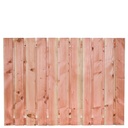 Tuinscherm lariks 23 planks (21+2) Harz 130x180cm Planken: 1.6x14.0cm / 21 stuks 2 tussenplanken van 1.6x14.0cm, rvs geschroefd  