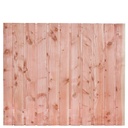 Tuinscherm lariks 23 planks (21+2) Harz 150x180cm Planken: 1.6x14.0cm / 21 stuks 2 tussenplanken van 1.6x14.0cm, rvs geschroefd  