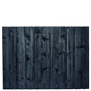 Tuinscherm zwart gesp. 23 planks (21+2) Dresden 130x180cm Planken: 1.6x14.0cm / 21 stuks 2 tussenplanken van 1.6x14.0cm, rvs geschroefd  