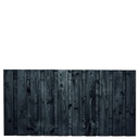 Tuinscherm zwart gesp. 21 planks (19+2) Stuttgart 90x180cm Planken: 1.6x14.0cm / 19 stuks 2 tussenplanken van 1.6x14.0cm, rvs geschroefd  