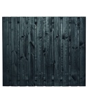 Tuinscherm zwart gesp. 21 planks (19+2) Stuttgart 150x180cm Planken: 1.6x14.0cm / 19 stuks 2 tussenplanken van 1.6x14.0cm, rvs geschroefd  