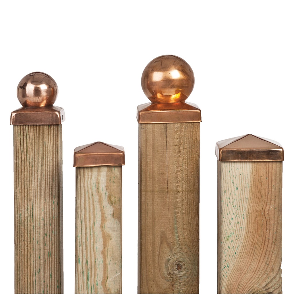 *Paalornament koper Bol/plaat 7.1x7.1cm    