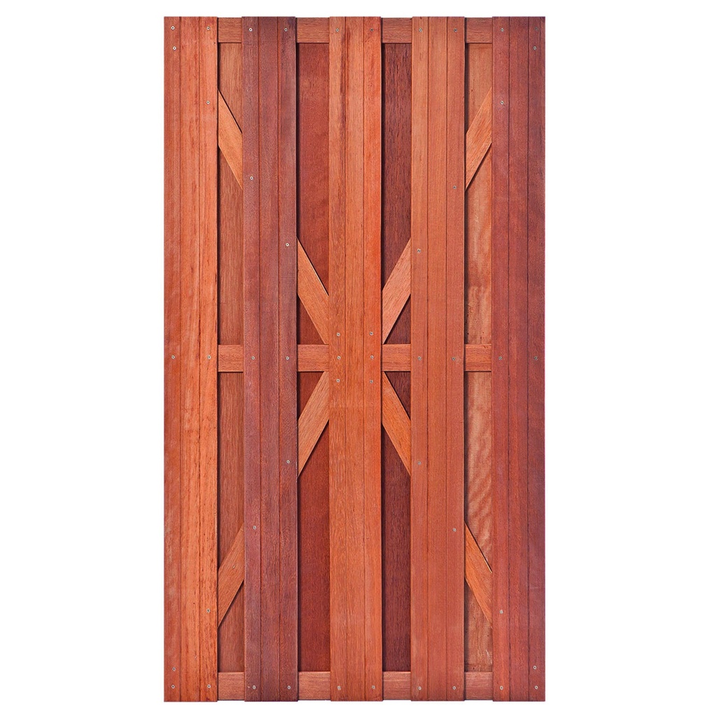 Hardhouten tuindeur Kampen H180xB100cm plank: 1.4x14.0cm / 9 stuks  houtsoort: Keruing 