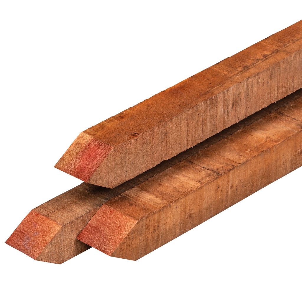Hardhouten paal 4.0x4.0x60cm met punt, fijnbezaagd  houtsoort: Angelim Vermelho