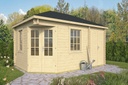 Blokhut - Tuinhuis - Home Office 44mm Agnes met aanbouw Prijs exclusief dakbedekking - dient apart besteld te worden Dakleer: 36,5 m² / Shingles: 27 m² Afmeting: L440xB300xH298cm 