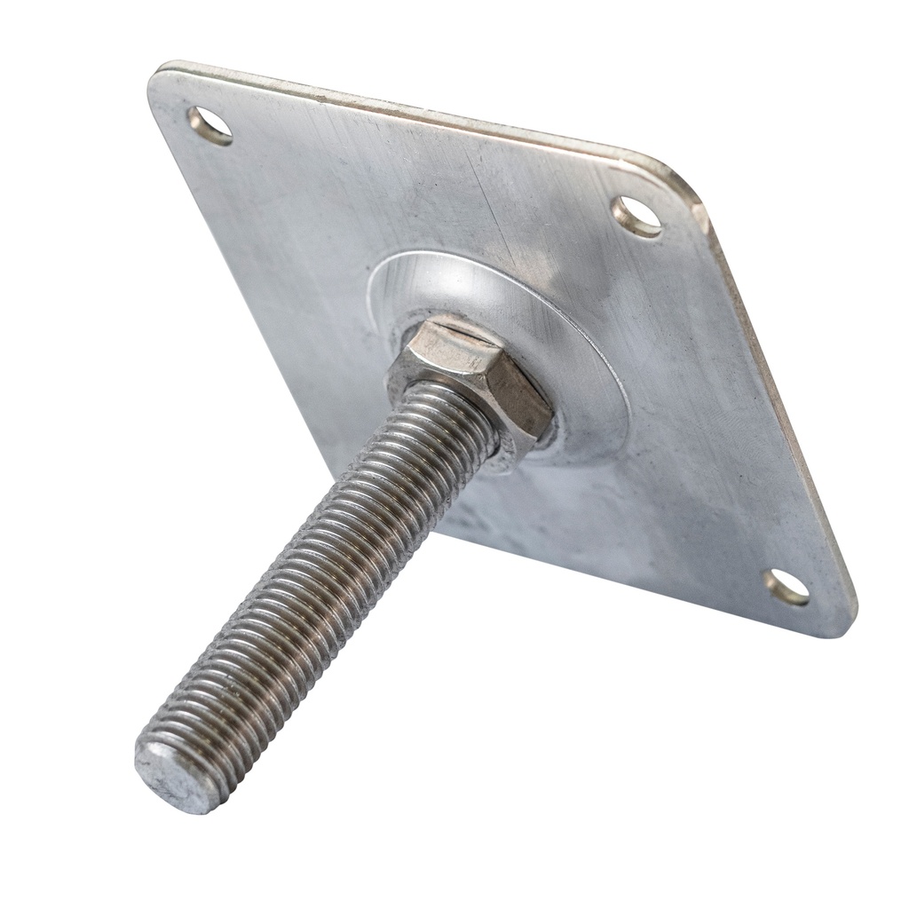 [P018811-1.58315] Betonpoer hoogteverstelling M16 De Lux RVS plaat 10x10cm 3mm dik RVS 304 / RVS A2 Europees product 